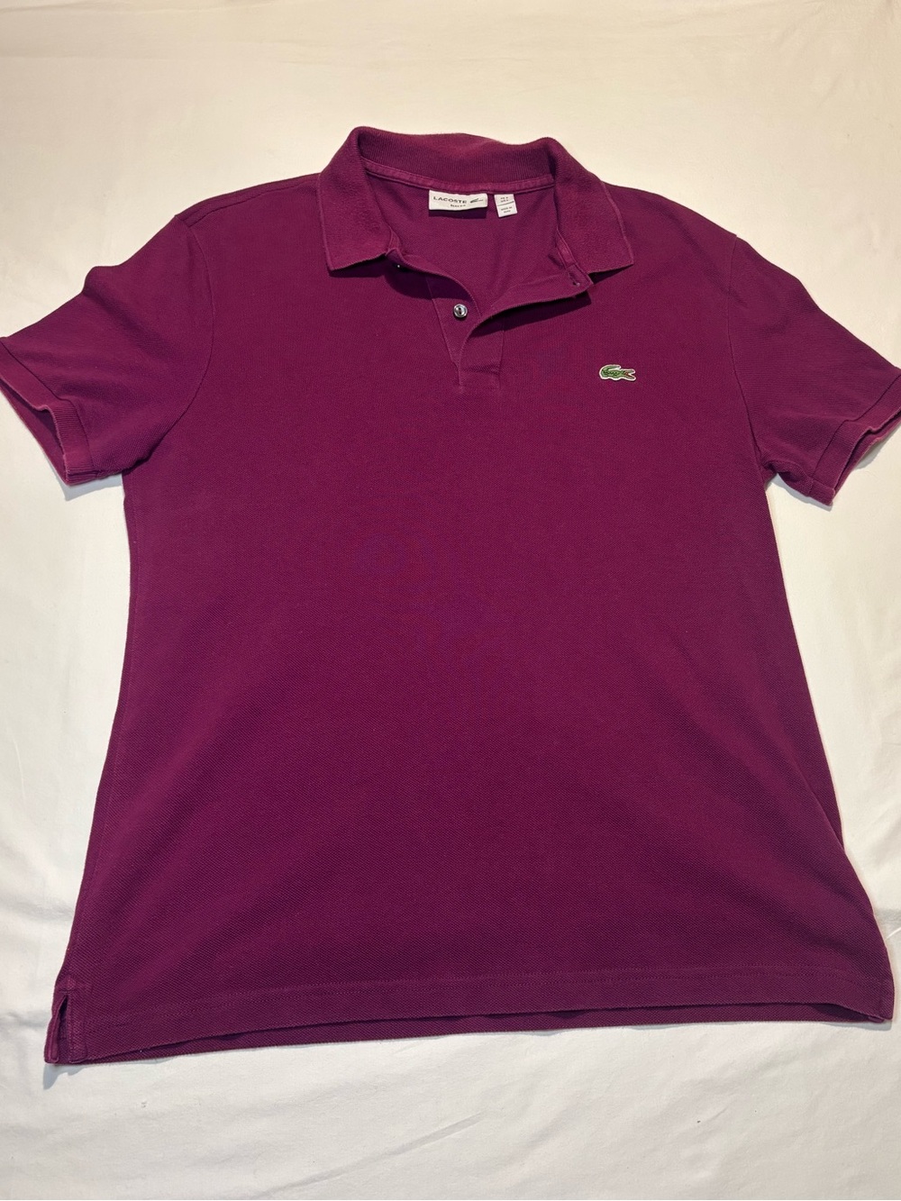 Lacoste Men's Polo Shirt in Deep Plum with Green Crocodile Logo